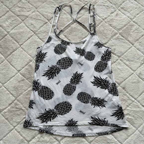 Victoria's Secret PINK | Black And White Pineapple Tank Top | Size Extra Small - Picture 3 of 10